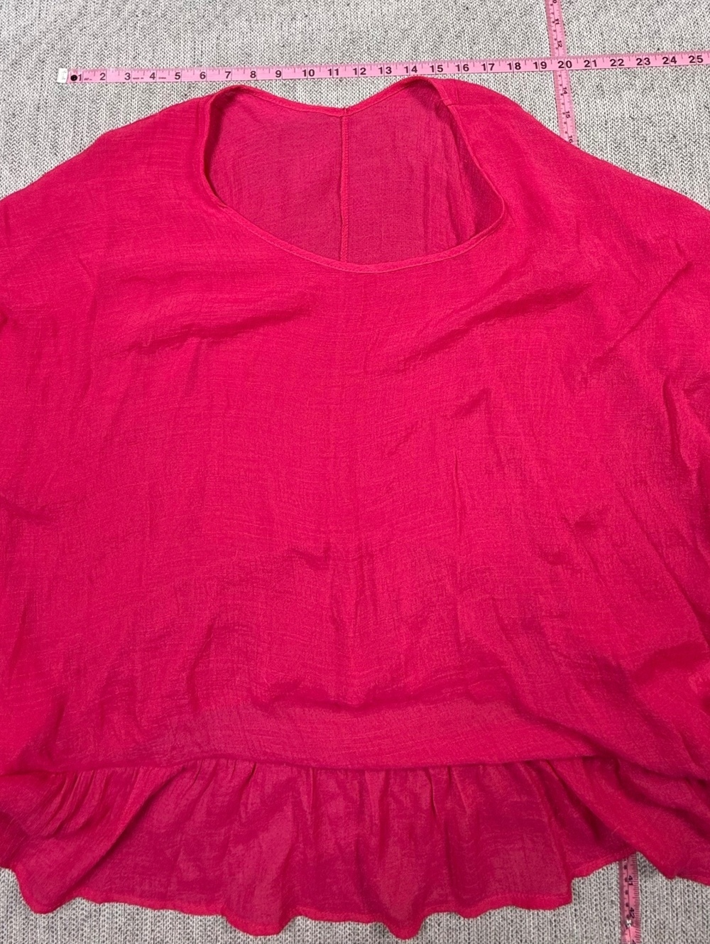 DressUp Fuchsia Polyester Ruffle Hem Top Large